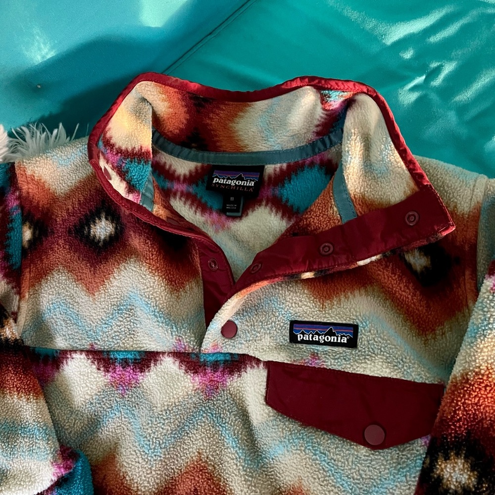 Patagonia Women's Snap T Pullover Fleece M Timber Twist Cinder Red